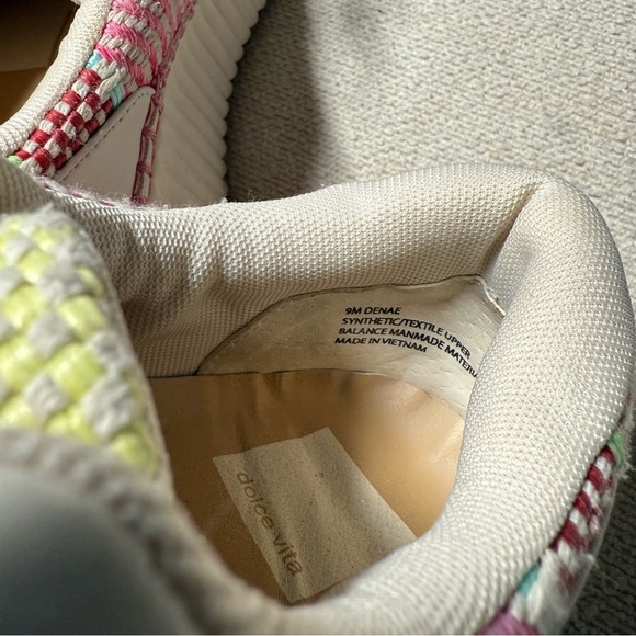 Dolce Vita Dolan Pink and Yellow woven Platform Sneakers - Picture 7 of 7